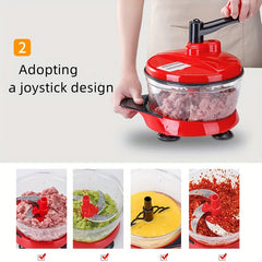 Manual Meat Grinder and Food Chopper - Plastic Hand-Cranked Multifunctional Filling Machine for Ground Meat, Vegetables, and Spices - No Electricity Needed