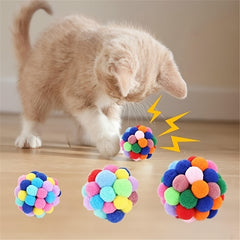 Brighten Up Your Cat's Day with Colorful Pom Pom Balls - High Quality Pet Toy! - Kerala Elegance