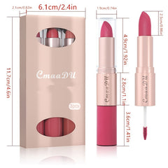 Long-Lasting 3-Color Lipstick & Lip Gloss Set - Double Headed Design for Natural, Lustrous Texture - Perfect Valentine's Day Gift for Women Valentine's Day Gifts