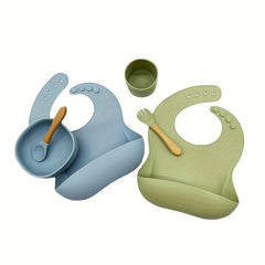 Waterproof Kids' Silicone Bibs with Button Closure - Suitable for Ages 3-6