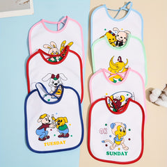 7pcs Cute Week Style Feeding Bibs, Creative Waterproof Feeding Bibs, Soft Feeding Bibs