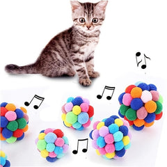 Brighten Up Your Cat's Day with Colorful Pom Pom Balls - High Quality Pet Toy! - Kerala Elegance