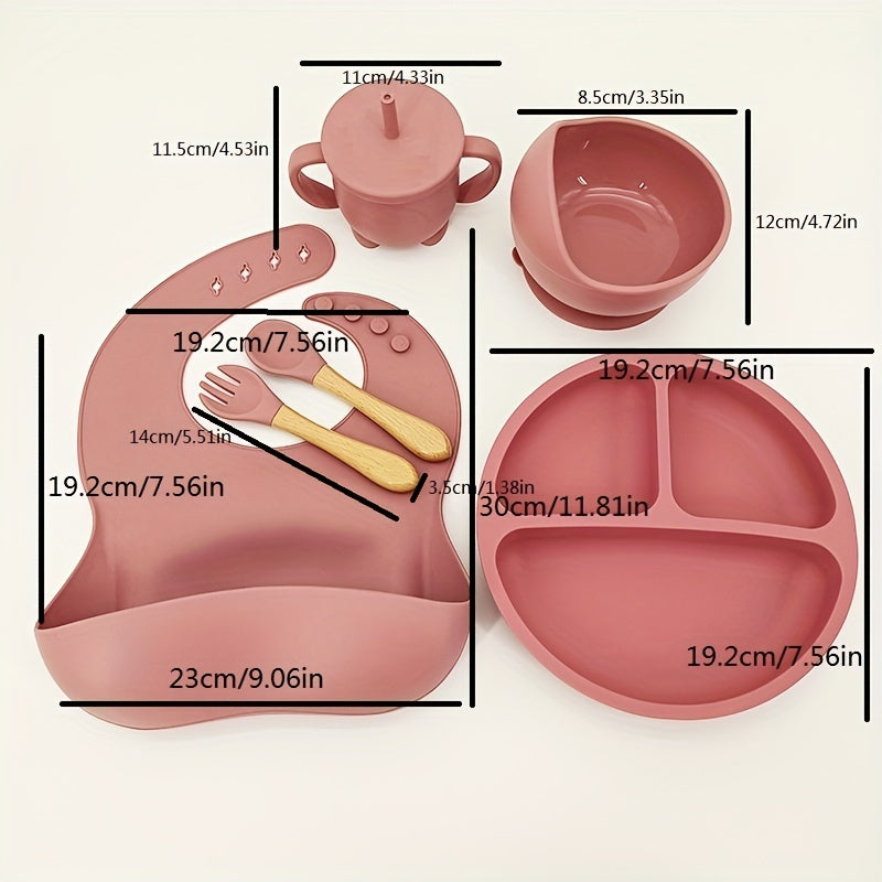 6pc BPA-Free Baby Silicone Tableware Set - Divided Feeding Plate with Suction Bowl & Spoon, Perfect for Portion Control, Safe & Fun Design, Great for Christmas, Halloween, Thanksgiving Gifts