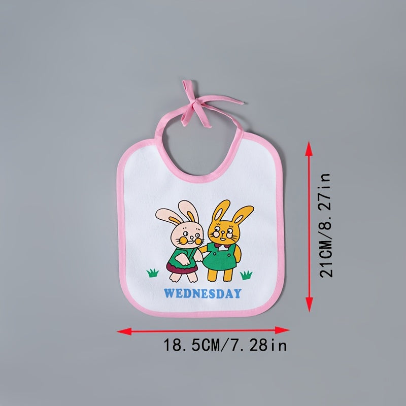 Waterproof Bibs, Cute Cartoon Weekly Pattern Bibs For Home Feeding