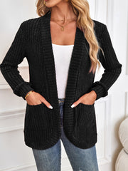 Trendy Solid Open Front Cardigan - Long Sleeve Drop Shoulder Outwear - Stylish & Comfortable for Spring to Fall - Perfect Womens Wardrobe Staple