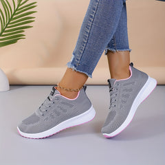 Womens Air-Flow Mesh Sneakers - Stylish Casual Lace-Up Running Shoes for Outdoor Adventures - Ultra-Lightweight & Breathable Comfort