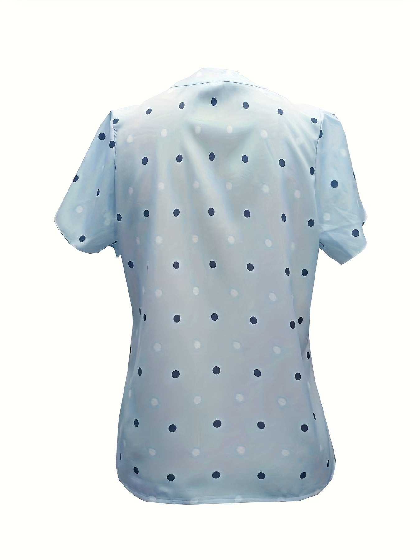 Dot Print Petal Sleeve Blouse, Elegant V-neck Short Sleeve Blouse, Women's Clothing