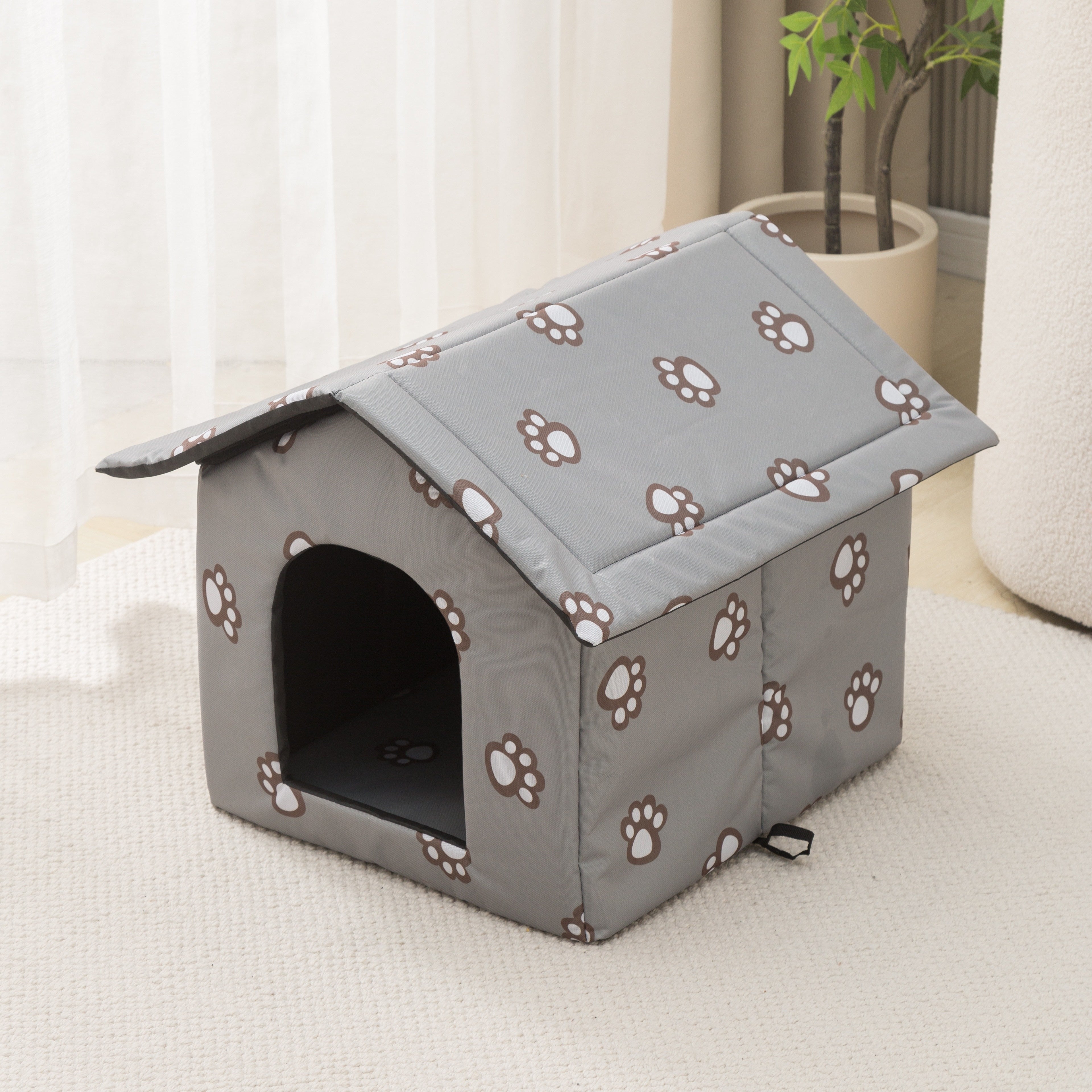 Weatherproof Outdoor Pet House - Cozy Cat Cage & Dog Kennel - Insulated Winter Shelter with Removable Mat & Double Doors - Perfect Villa Cage for Feral Cats and Small Dogs