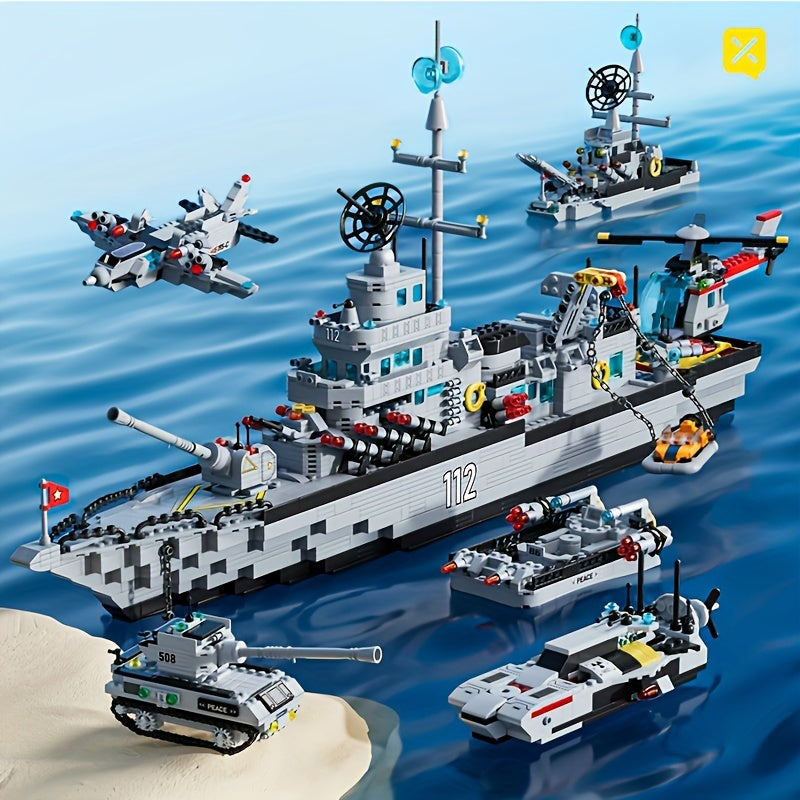 2000+pcs Super Large Cruisers, Army Ocean Warship Building Blocks, Scientific And Educational Building Blocks, Puzzle Toys, Holiday Gifts, Halloween, Christmas Gift