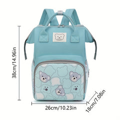 Fashion-Forward Moms Backpack - Ultra-Lightweight, Waterproof, & Spacious with Adorable Bear Design - Perfect for On-the-Go, Includes Stroller Attachment