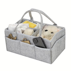 Grey Felt Cloth Mommy Basket Diaper Bag, Storage Felt Mommy Basket Diaper Storage Box