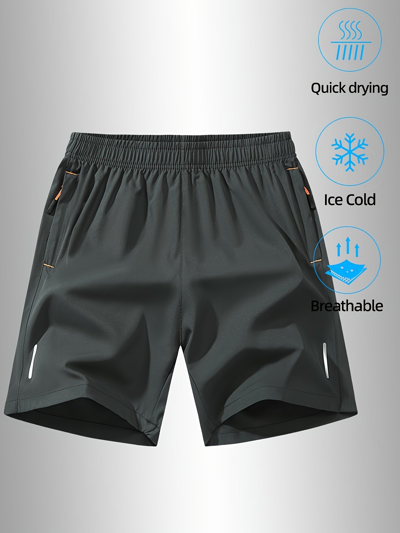 3 Pcs Men's Solid Color Sports Shorts With Drawstring & Pockets, Lightweight Comfy Shorts For Summer Sport And Casual Wear