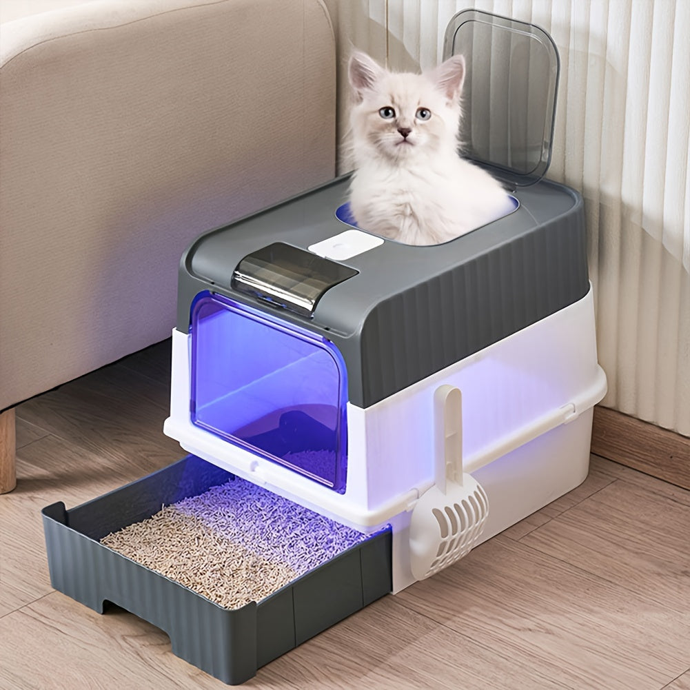 Automatic Self-Cleaning Cat Litter Box, Extra-Large, Enclosed Drawer Type Cat Toilet, Foldable, Odor Control, Pet Hygienic Cleaning Solution