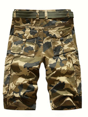 Men's Loose Camouflage Graphic Print Shorts With Multi Pockets, Casual Cotton Shorts For Summer