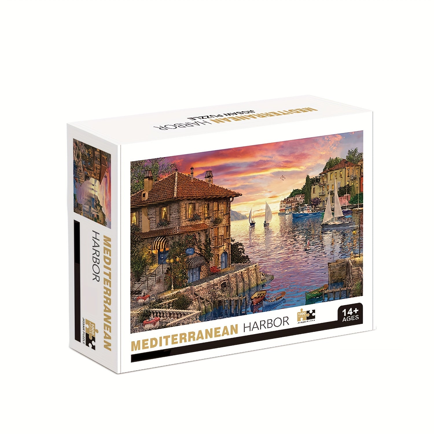 1000pcs Mediterranean Harbor Puzzle, Thick And Durable Seamless Jigsaw Puzzle For Adults Fun Family Challenging Puzzle For Birthday, Christmas, Halloween, Thanksgiving, Easter