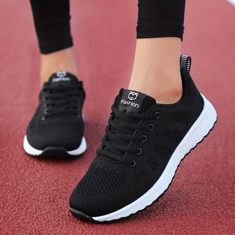 Womens Chic Striped Knit Sneakers - Lightweight & Breathable, Low Top Design - Comfortable Casual Shoes for Everyday Fashion - Perfect Footwear for Stylish Women