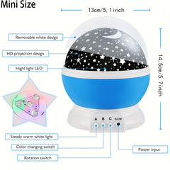 1pc 360° Rotating Star Moon Projector Night Light - 12 Color Changing Modes, USB Rechargeable, Creates Enchanting Atmosphere for Bedrooms, Parties, Perfect Birthday Gift