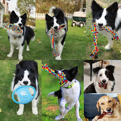 6-Pack Durable Cotton Blend Dog Rope Toys Set - Tough Chew Toys for Teething, Tug of War - Ideal for Medium to Large Breeds - All Breed Sizes Recommended - Kerala Elegance