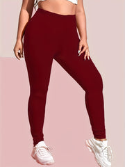 Plus Size Solid Skinny Leggings, Casual Every Day Stretchy Leggings, Women's Plus Size Clothing