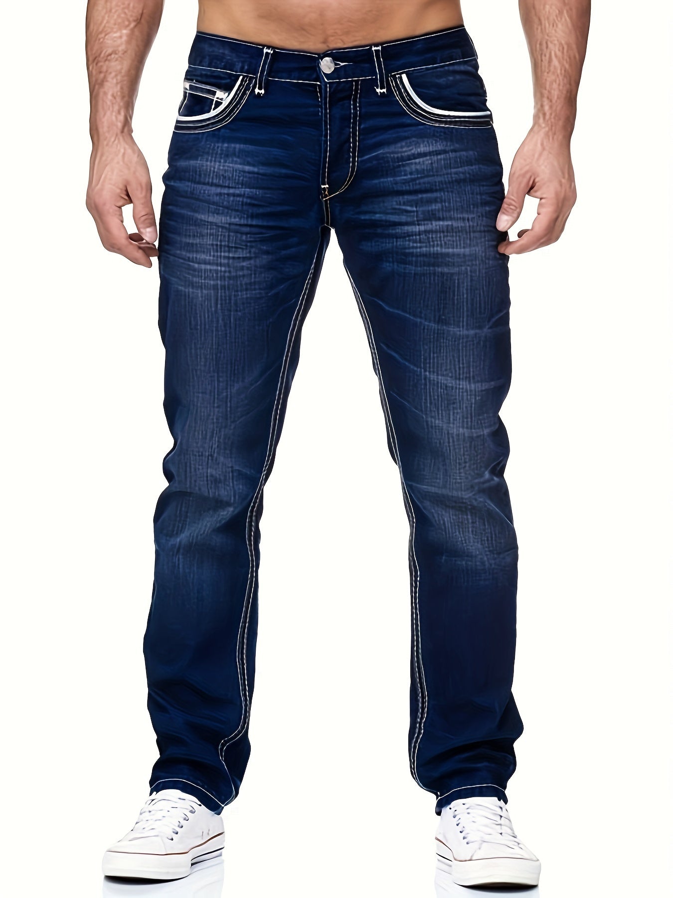 Mens High Stretch Classic Jeans - Fashionable Street Style - Comfortable Fit & Durable Design - Chic Casual Wear for Everyday