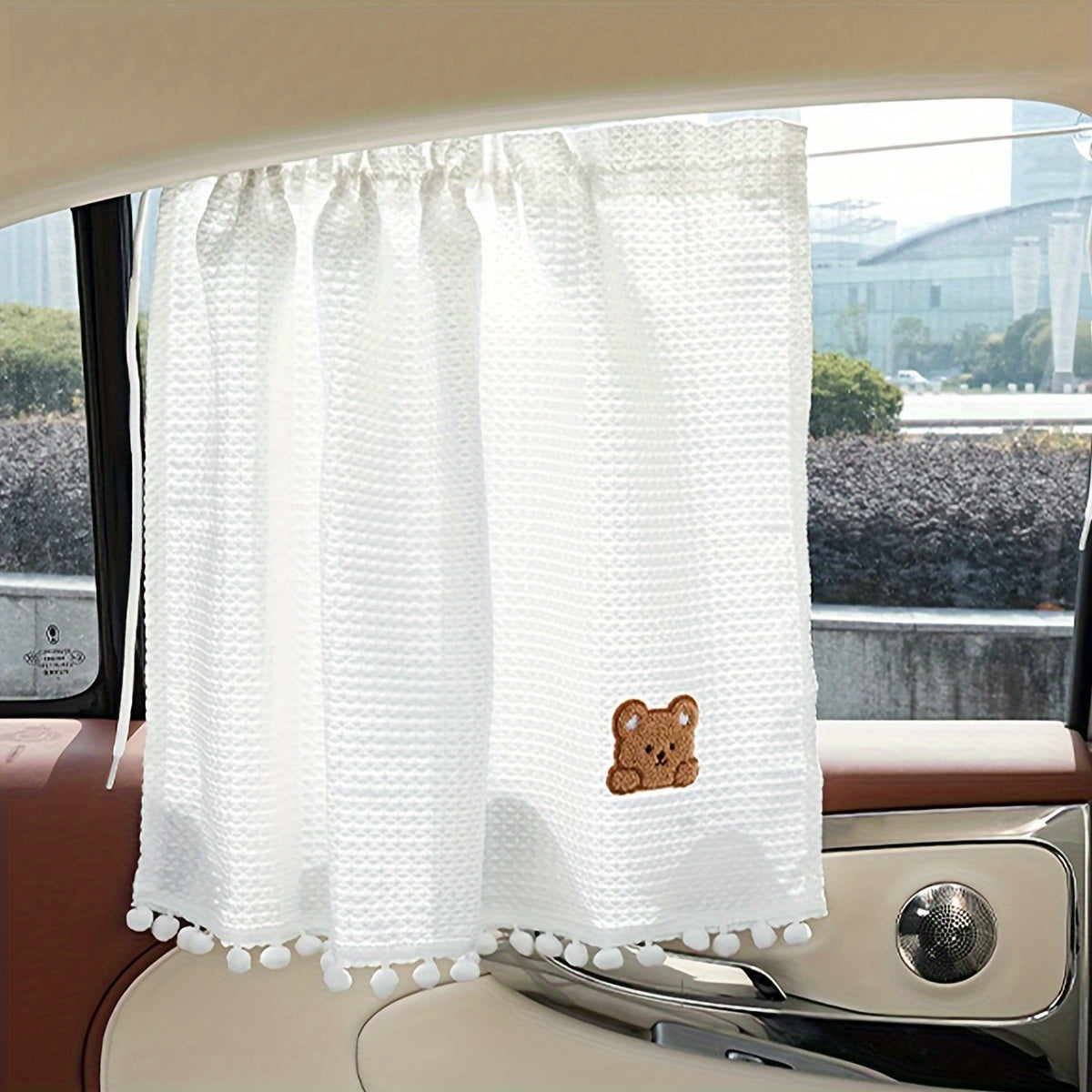 Car Sun Shade Curtain with UV Protection, Adjustable Drawstring Window Shade for Vehicle Travel, Polyester Fiber Material, Fits 14+ Age Group - 1 Pack