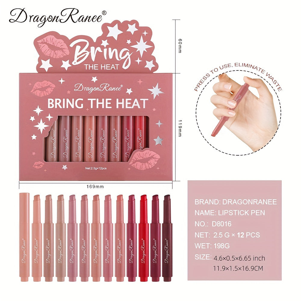 DragonRanee Shimmering Lip Sticks: 12-Piece Set of Shimmering Lip Sticks in a Variety of Colors