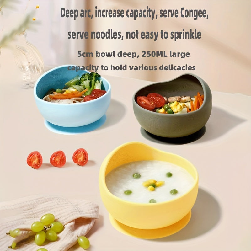 Food Supplement Bowl Spoon Set, Feeding Tableware, Anti-drop Food Bowl, Learning Training Silicone Suction Bowl