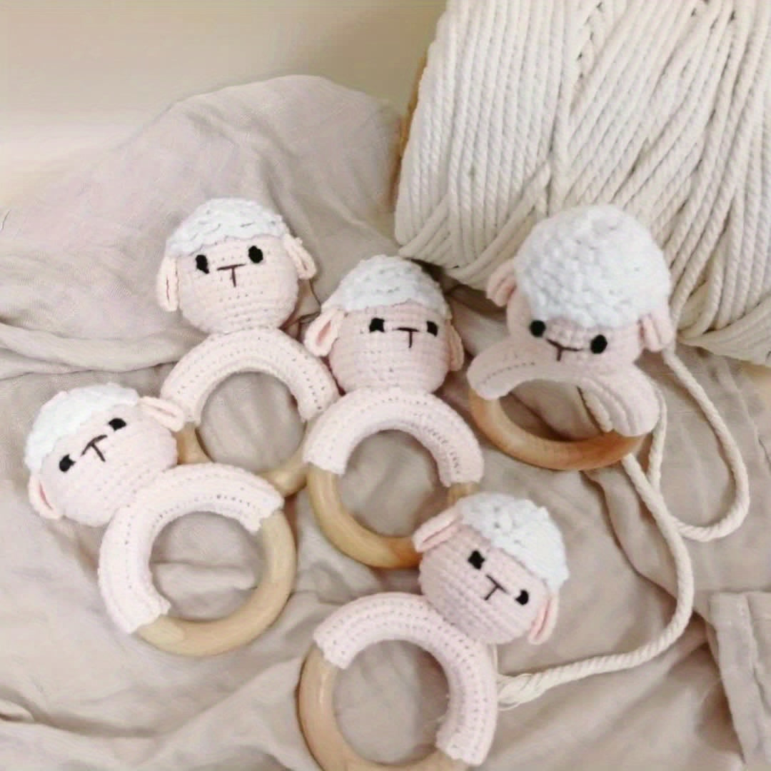 Handcrafted Baby Rattle - Cute Cartoon Sheep Design, Soft Cotton Knit Toy For Newborns To 8 Years - Perfect Gift For Christmas & More