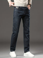 Men's Straight Leg Denim Pants, Men's Classic Design Jeans, Versatile For Business And Casual Wear