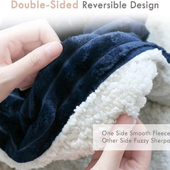 Thick Baby Blanket, Fuzzy Sherpa Fleece Blanket Soft Reversible Warm Receiving Blankets For Toddler, Infant, Boys And Girls Gift Reversible Cozy Blanket For Crib, Stroller, Nap, Outdoor (Navy, 30"x40")