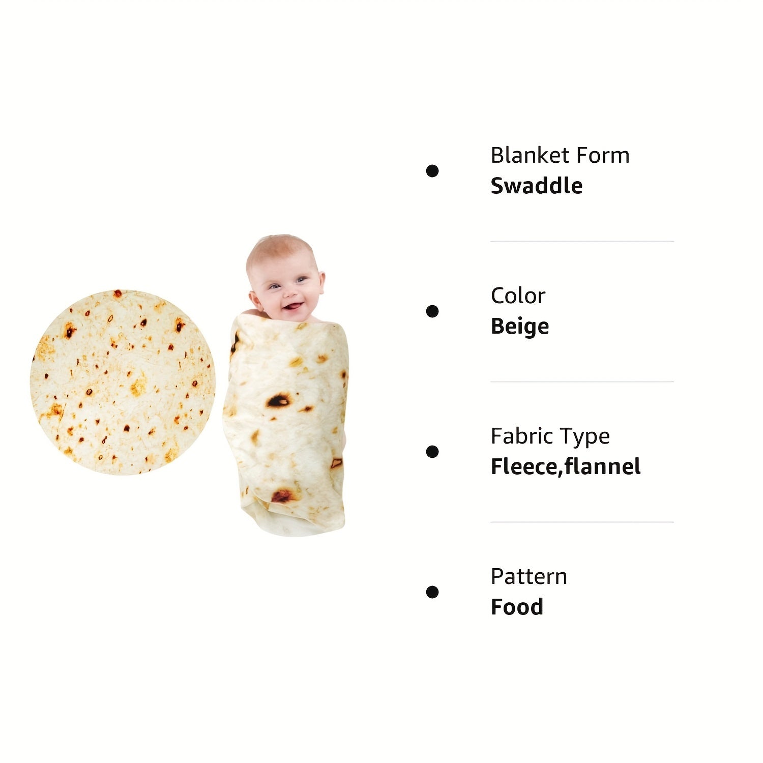 285 GSM Soft Flannel Tortilla Baby Blanket - The Perfect Funny Gift for Baby Showers!