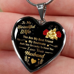 To My Wife You Are My Best Friend I Always Love You Heart Pendant Necklace To Wife Anniversary Birthday Gift From Husband