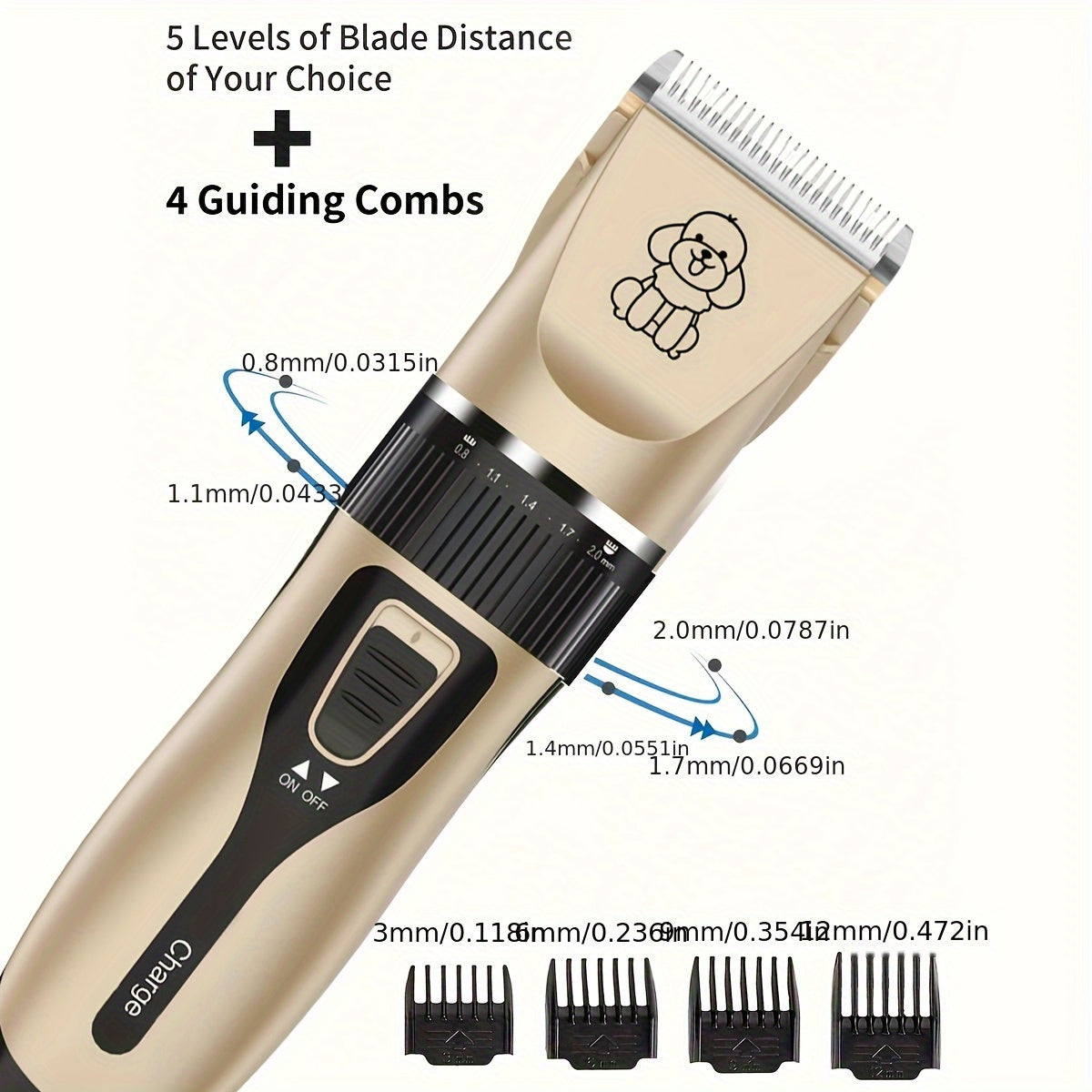 1pc Rechargeable Low-Noise Cordless Pet Clipper Pro - Quiet, Easy Grooming for Dogs, Cats, and Humans - USB Charging, Lithium Battery, Suitable for Various Hair Lengths and Sizes, Professional Trimming Kit