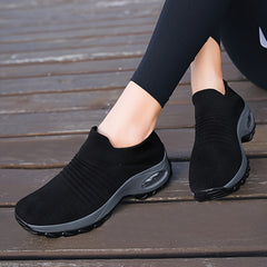 Comfortable Womens Low Top Slip-On Sneakers - Breathable Knit Upper, Round Toe, Casual Outdoor Shoes for All Seasons - Easy Wear, Soft Insole, and Relaxed Fit