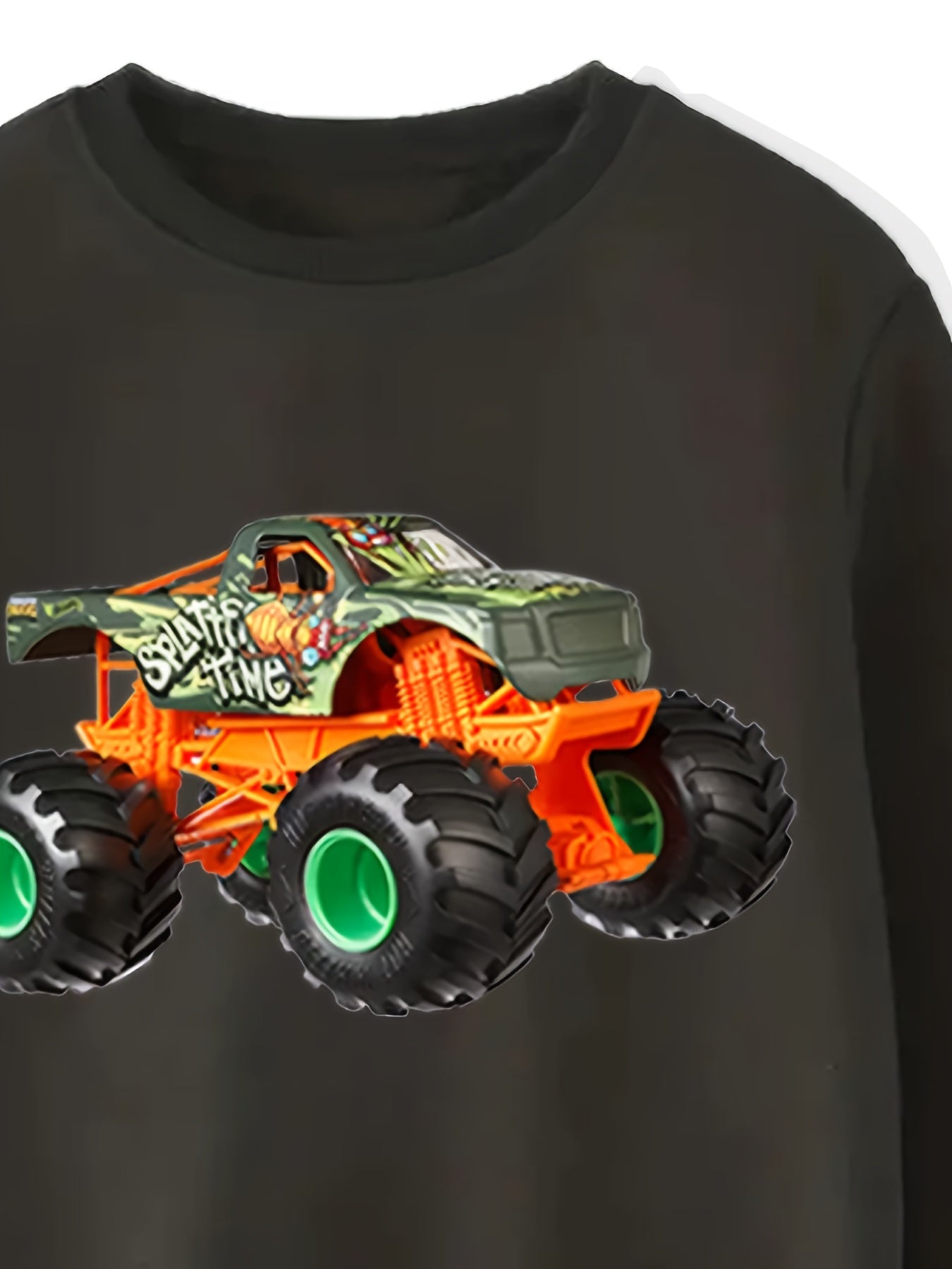 4pcs Off-road Truck Print Sweatshirt For Boys - Cool, Lightweight And Comfy Spring Fall Clothes!