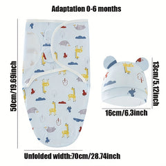 Adorable Cartoon Animal Pattern Swaddle Blanket - Comfortable & Adjustable Sleep Sack For 0-6 Months Newborn Infant Boys & Girls - Easy Wrapping Swaddle To Prevent Startle Reflex