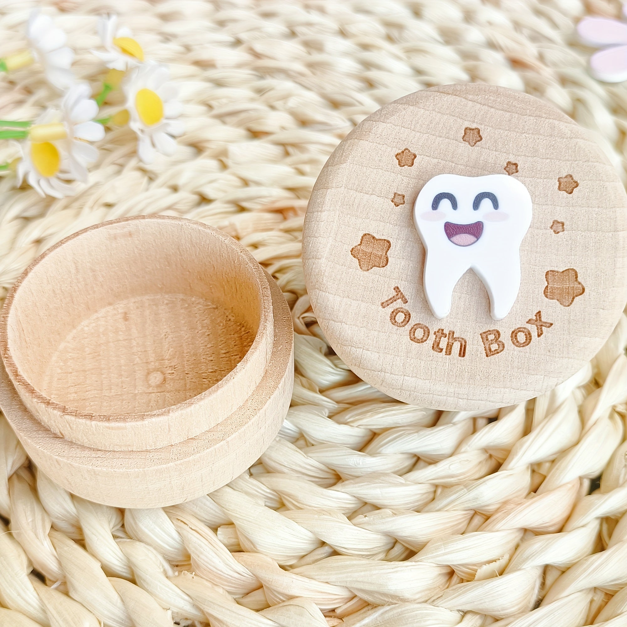 1 Charming Wooden Tooth Fairy Box - Collect, Store And Preserve Precious Tooth And Fetal Hair Memories - Unique Birth Keepsake, Home Decor And Birthday Gift