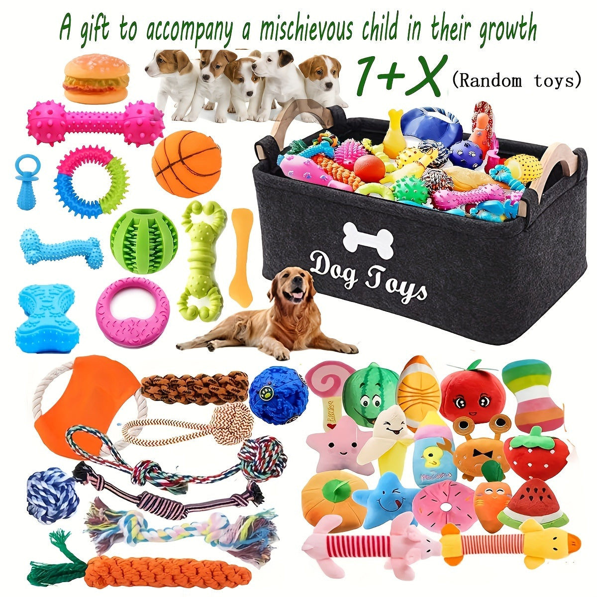 6/10/15/23/30 Pcs Dog Toys - Durable And Interactive for Small And Medium Dogs - No Batteries Required - Kerala Elegance