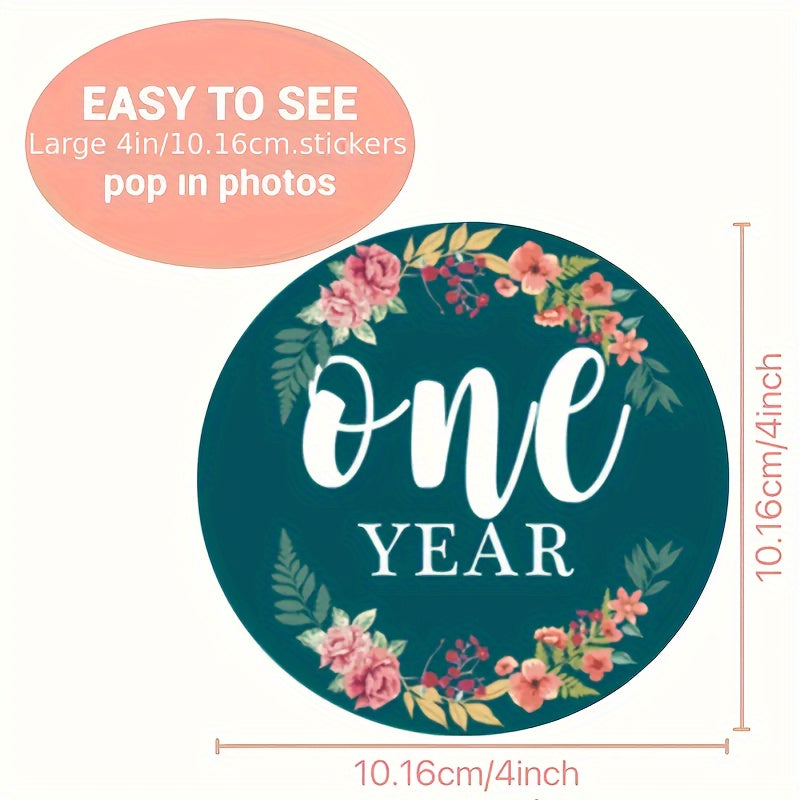 Baby's First Year Floral Milestone Stickers – 24pcs Set for Monthly Growth Photos & Keepsake Memories