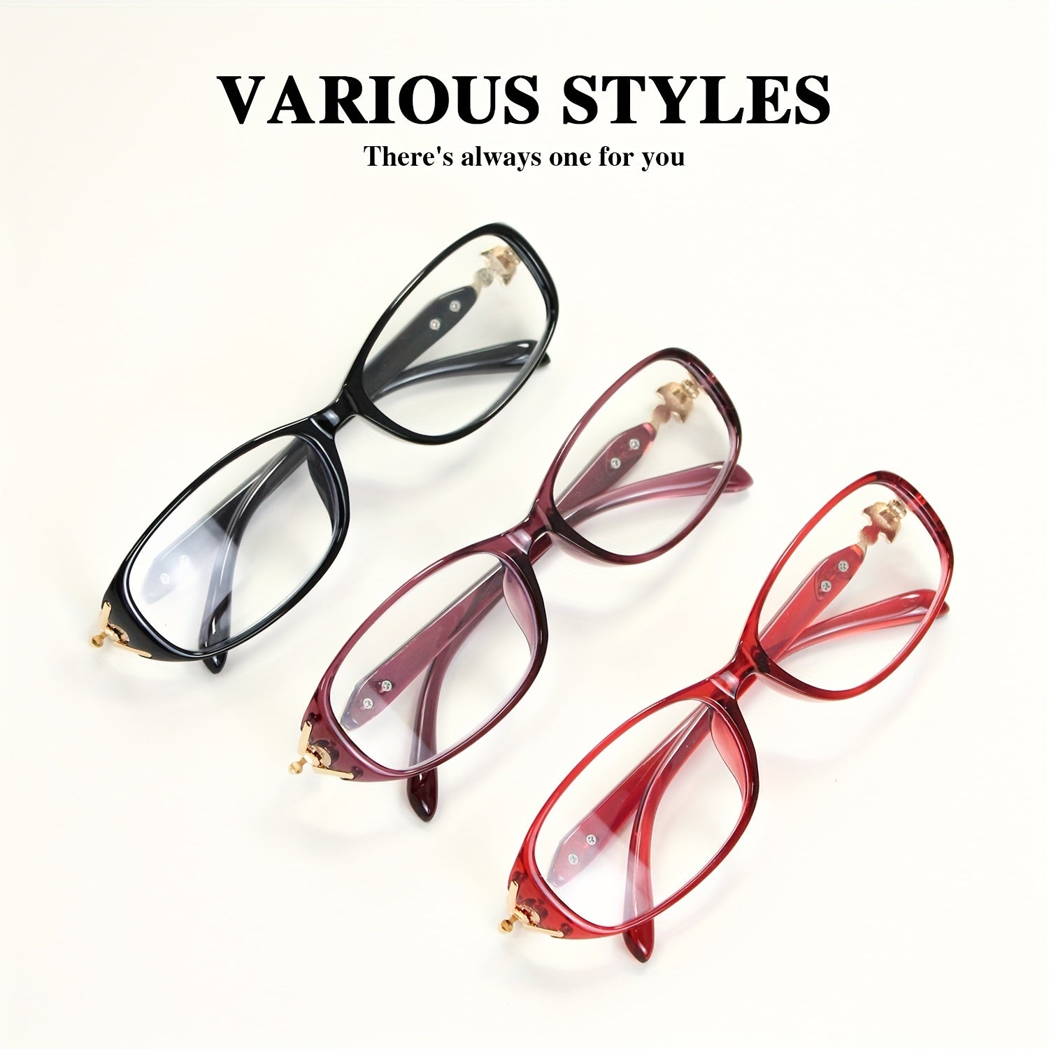 3pcs Fashion Reading Glasses Elegant Metal Unique Decorative Frame Exquisite Design Women's Computer Glasses