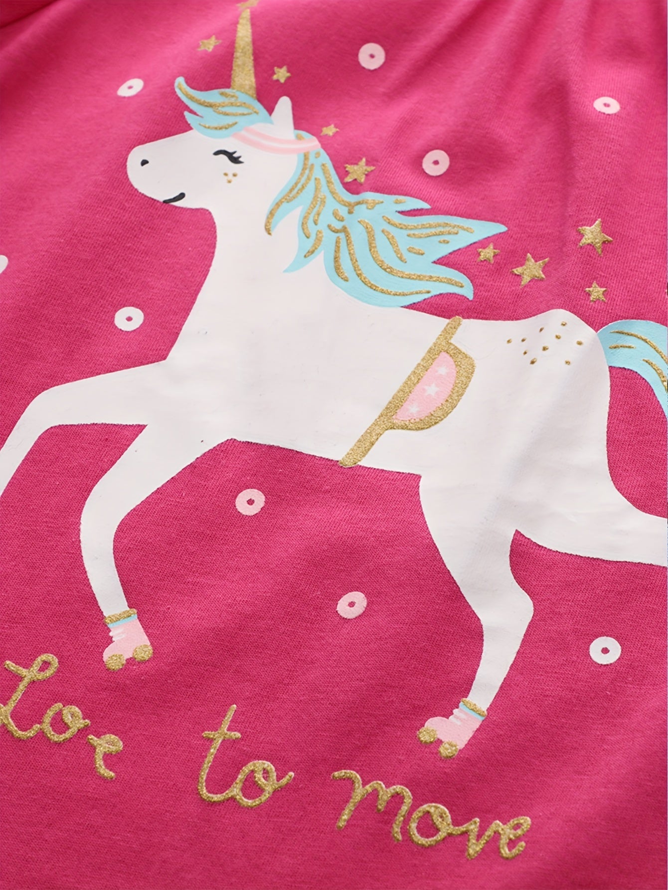 Cartoon Unicorns & Stars Graphic Print Tees, Girls 3pcs/set Casual & Trendy Cotton T-shirts For Spring & Summer, Girls Comfy Clothes For Street Wear