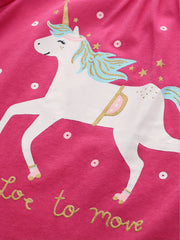 Cartoon Unicorns & Stars Graphic Print Tees, Girls 3pcs/set Casual & Trendy Cotton T-shirts For Spring & Summer, Girls Comfy Clothes For Street Wear