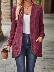 Trendy Solid Open Front Cardigan - Long Sleeve Drop Shoulder Outwear - Stylish & Comfortable for Spring to Fall - Perfect Womens Wardrobe Staple