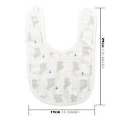 5pcs Cute Cotton Bibs, 6-layer Gauze Feeding Bibs, Christmas Thanksgiving Day Gift, New Year Gift, Valentine's Day Gift