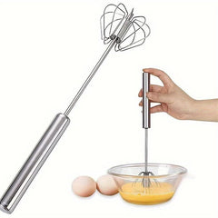 Stainless Steel Semi-Automatic Egg Beater, Hand Push Rotary Mixer For Whisking, Beating & Stirring, Multifunctional Kitchen Tool For Cooking, Baking - No Electricity Needed, Durable Grinder For Kitchen Egg Cooker Electric