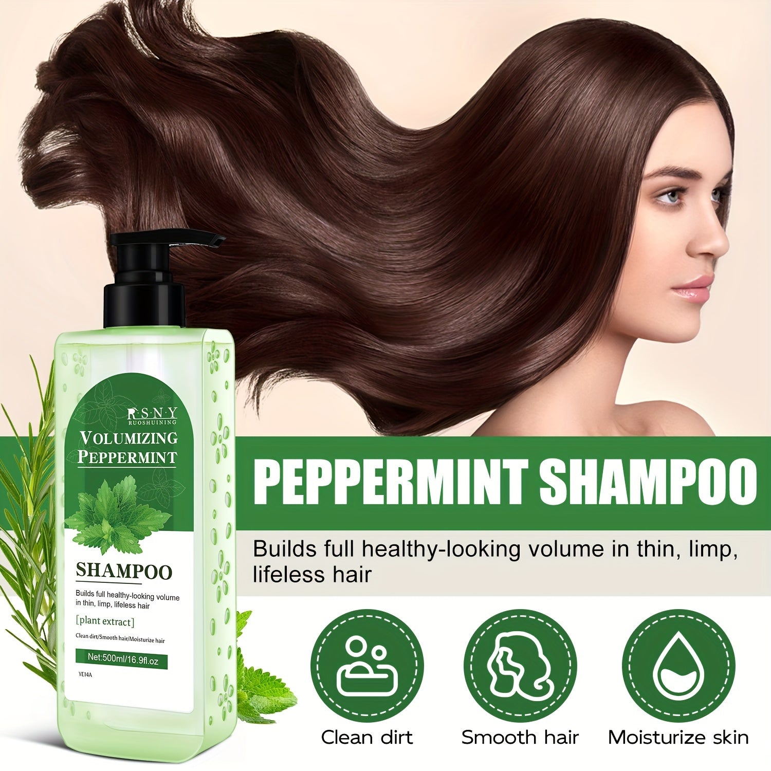 500ml Rosemary Peppermint Shampoo - Deep Cleansing, Strengthens Hair, Healthy Hair Penetrates Root To Tip