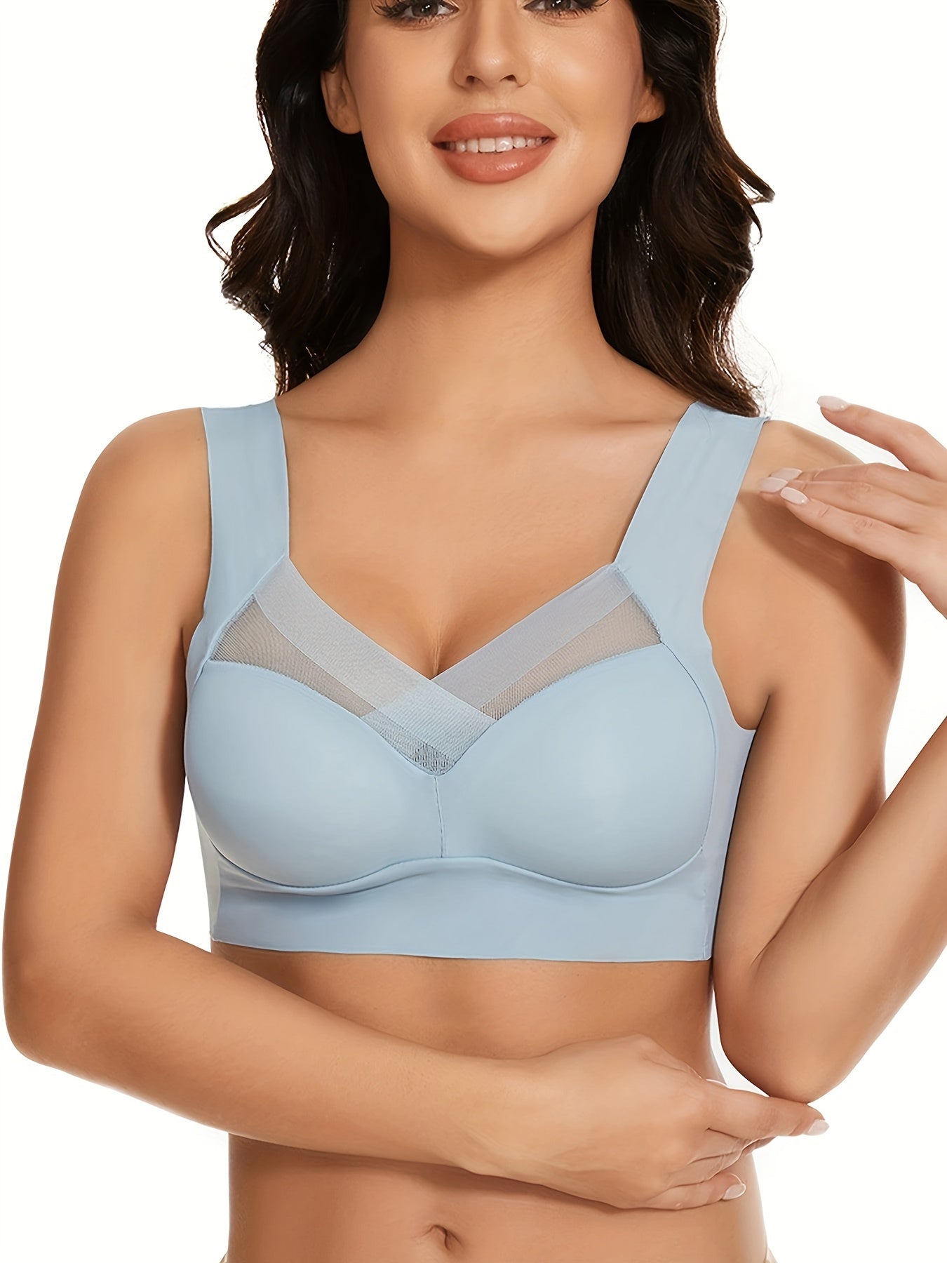 Ultra-Soft Wireless Mesh Bra - Seamless, Sweat-Wicking, Full Coverage - Stylish Lacy Detail, Perfect for Everyday Wear - Womens lingerie & Underwear