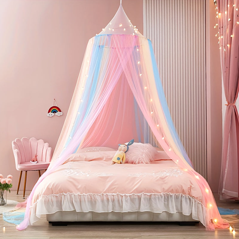 Mosquito Net Canopy - Elegant Cylindrical Design with Luxurious Princess-Style Canopy Curtain and Beautiful Valance Home Curtain for Delicate Room Decor - Perfect for Adding a Touch of Elegance to Your Home Decor