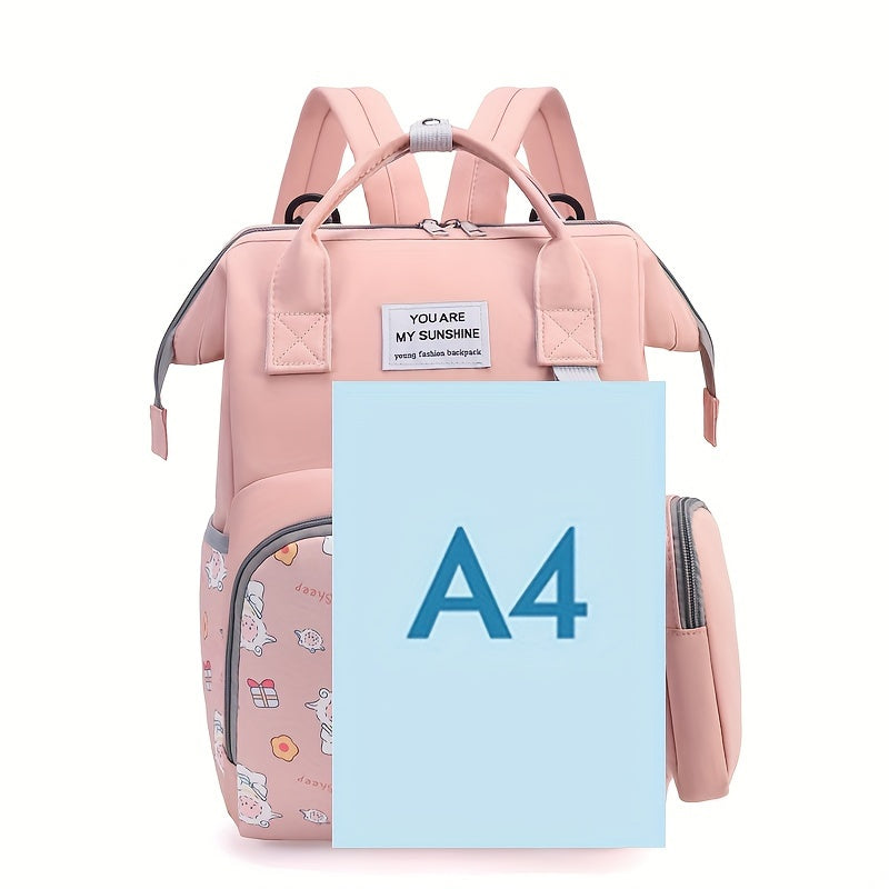 Adorable Cartoon Backpack: Perfect for Moms on the Go - Soft Shell, Multiple Pockets, and Suitable for Ages 14+ - Oxford Fabric