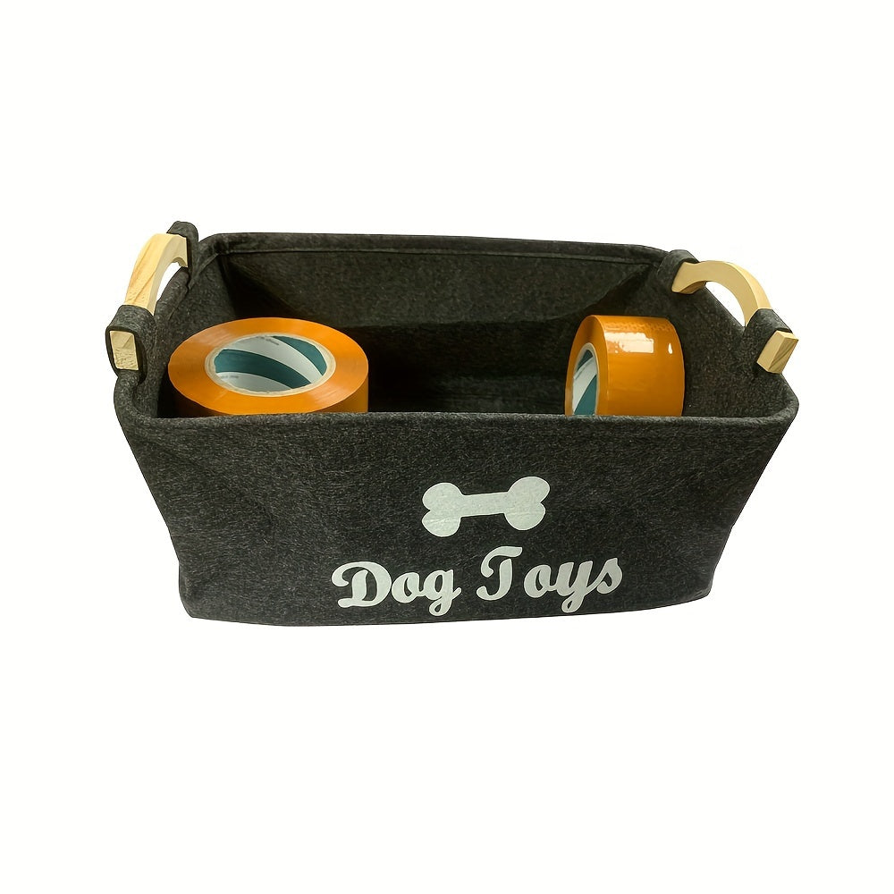 Dark Grey Felt Pet Toy Box, Dog Toy Box, Storage Basket Chest Organizer - Perfect For Organizing Pet - Kerala Elegance